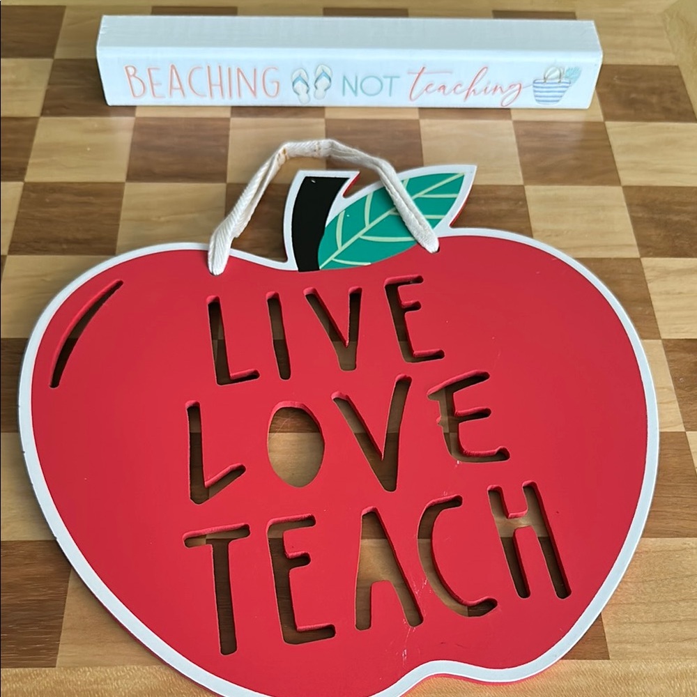 Red Apple Teacher Wall Decor Cute Teaching Signs